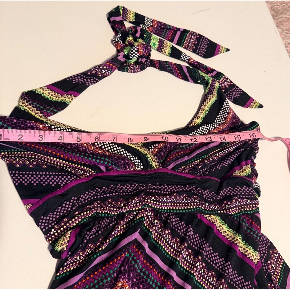 NWT Soma Halter Dress Sz M Purple Green Geometric Print Sleeveless Midi Boho NEW - Picture 7 of 8